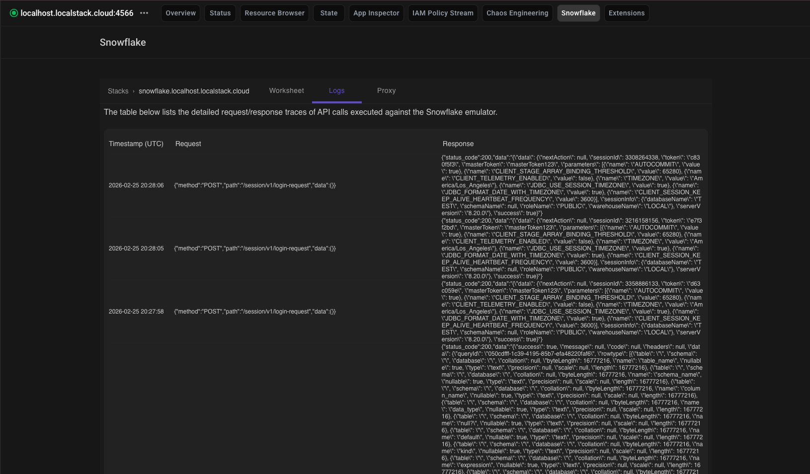 View request/response traces